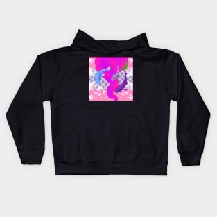 Purple and Blue Koi Fish with a Hot Pink Swirl Ocean- Happy Hong Kong Kids Hoodie